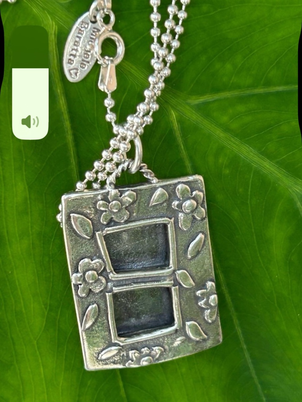 Michele Baratta Sterling Silver engraved floral rectangular Locket necklace